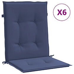 vidaXL Coussins de chaise à dossier bas lot de 6 bleu marine tissu