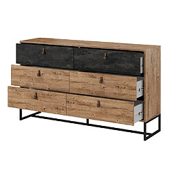 Acheter Vente-Unique Commode - 6 tiroirs - Noyer et anthracite - MALONSKI