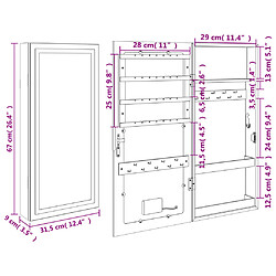 vidaXL Armoire à bijoux avec miroir et éclairage LED mural noir pas cher