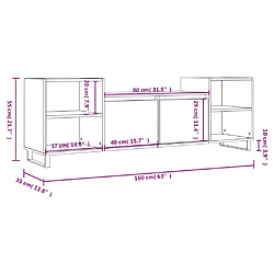 vidaXL Meuble TV Blanc 160x35x55 cm Bois d'ingénierie pas cher