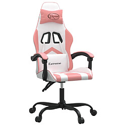 vidaXL Chaise de jeu pivotante Blanc et rose Similicuir