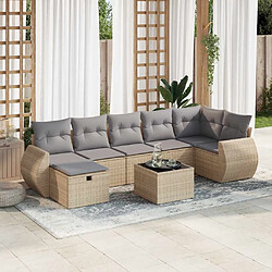 vidaXL Salon de jardin avec coussins 8 pcs beige résine tressée