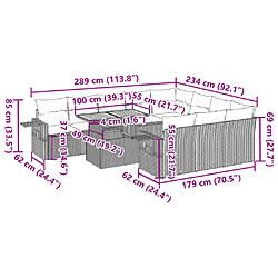 vidaXL Salon de jardin 11 pcs avec coussins noir résine tressée pas cher