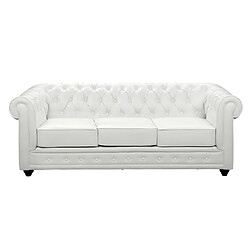 Acheter Vente-Unique Canapés 3 places, 2 places et fauteuil en simili blanc CHESTERFIELD