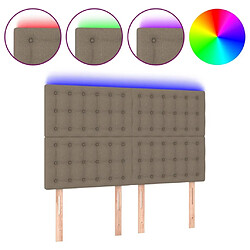 Maison Chic Tête de lit scandinave à LED,meuble de chambre Taupe 144x5x118/128 cm Tissu -MN10626