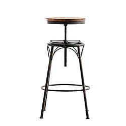 Avis Decoshop26 Lot de 2 tabourets de bar style industriel contemporain hauteur réglable en métal bronze et assise en bois clair 10_0004018