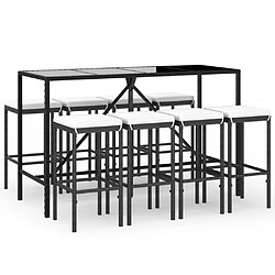 Maison Chic Ensemble de bar de jardin 9 pcs et coussins,Table + chaises + coussins d'extérieur noir poly rotin -GKD726440