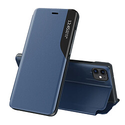 Ozzzo eco cuir view coque etui elegant de type bibliotheque avec bequille pour iphone 13 mini bleu