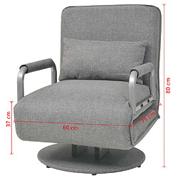 vidaXL Fauteuil pivotant et canapé-lit Gris clair Tissu pas cher