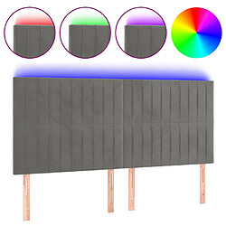 vidaXL Tête de lit à LED Gris clair 160x5x118/128 cm Velours