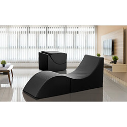 Autrement Talamo Italia Clever pouf, Convertible en chaise longue en éco-cuir, couleur noire, Mesures 100 x 70 x 50 cm