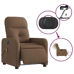 Acheter vidaXL Fauteuil inclinable de massage électrique marron tissu