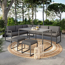 Ims Garden Salon de jardin en acier 8 personnes d'angle design - Gris Anthracite- ROMY 