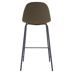 Acheter Rendez Vous Deco Chaise pour îlot central Henrik en cuir synthétique vert kaki 65 cm (lot de 2)