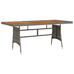 Maison Chic Table de jardin | Table d'extérieur Gris 160x70x72 cm Résine tressée et acacia -GKD11674