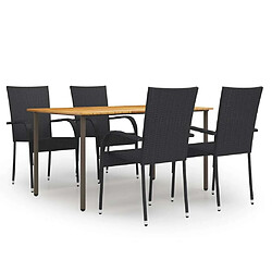 Salle à manger de jardin 5 pcs,Table et chaise à dîner Résine tressée Noir -MN58462