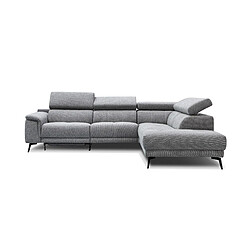 Acheter Courtois Laville Canapé d'angle Fiero droit, 5 places avec un relax électrique, Tissu Gris