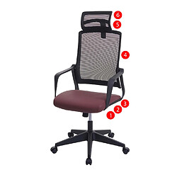 Avis Decoshop26 Fauteuil de bureau ergonomique pivotante avec accoudoirs et dossier en tissu mesh bordeaux-rouge 04_0001880