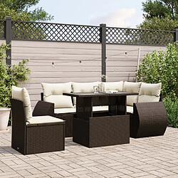 vidaXL Salon de jardin avec coussins 6 pcs marron résine tressée