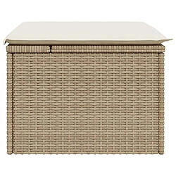 Acheter vidaXL Tabouret de jardin avec coussin beige 55x55x37cm résine tressée