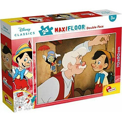 Lisciani, Maxi Puzzle pour enfants à partir de 3 ans, 24 pièces, 2 en 1 Double Face Recto / Verso avec le dos à colorier - Disney Pinocchio 86672