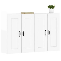 Avis Maison Chic Lot de 2 Armoires murales,Meuble de Rangement,Armoire Suspendue blanc brillant bois d'ingénierie -MN89598