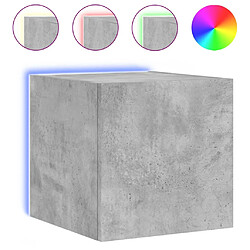 Maison Chic Meuble TV mural, Banc TV avec lumières LED pour salon, Meuble de rangement gris béton 30,5x35x30 cm -GKD11400