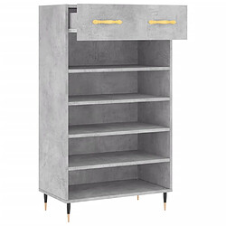 Maison Chic Armoire à Chaussures Gris béton,Meuble de Rangement à Chaussures 60x35x105 cm bois d'ingénierie -MN28659 pas cher