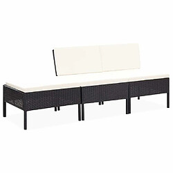 Maison Chic Salon de jardin 3 pcs + coussins - Mobilier/Meubles de jardin - Table et chaises d'extérieur Résine tressée Noir -MN64506