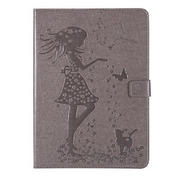 Etui en PU motif fille et chat gris pour votre iPad mini (2021)