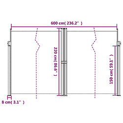 vidaXL Auvent latéral rétractable rouge 220x600 cm pas cher