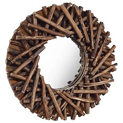 Decoshop26 Miroir mural 40 cm Teck Rond branches d’arbre DEC022824