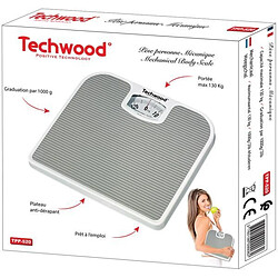 Avis Techwood Pèse personne Mécanique Gris Ecran panoramique Capacité de pesée maximale130 kg