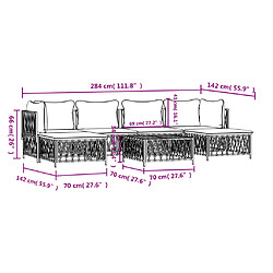 vidaXL Salon de jardin 7 pcs avec coussins anthracite acier pas cher