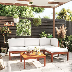 vidaXL Salon de jardin 5 pcs avec coussins Crème Bois d'acacia solide