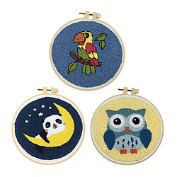 Ensemble De 3 Kits D'aiguille De Poinçon Animal Avec Stylo De Broderie Poinçon Artisanat Bricolage