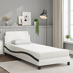 Avis Vidaxl Lit avec matelas blanc et noir 90x200 cm similicuir