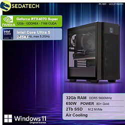 Sedatech Workstation ATX • Intel Core Ultra 5 245KF • RTX4070 Super • 32Go DDR5 • 2To SSD M.2 • Windows 11