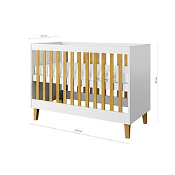 Lit bébé blanc Kubi sans tiroir, sans matelas 124/66