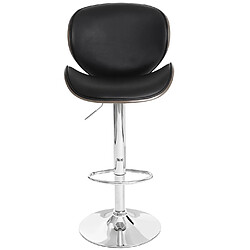 Mendler Tabouret de bar Foxrock, chaise de bar, bois courbé, design rétro ~ gris, similicuir noir