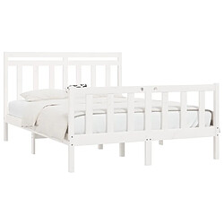 Avis Maison Chic Lit adulte - Lit simple Cadre de lit,Structure du lit Contemporain Blanc Bois de pin massif 120x200 cm -MN40533