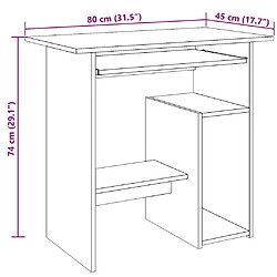 vidaXL Bureau chêne artisanal 80x45x74 cm bois d'ingénierie pas cher