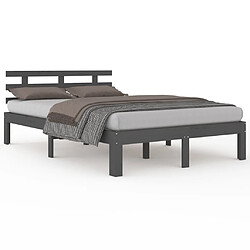 vidaXL Cadre de lit sans matelas bois massif gris 200x200 cm