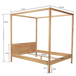 Le Quai Des Affaires LIT DOUBLE À BALDAQUIN ROMANCE 160X200 / HÊTRE MASSIF HUILE pas cher