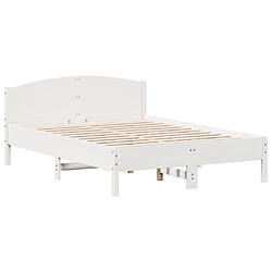 Vidaxl Cadre de lit et tête de lit blanc 140x190 cm bois de pin massif