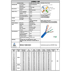 VELAMP Câble réseau CAT6 UTP 100mt en bobine, certifié CPR