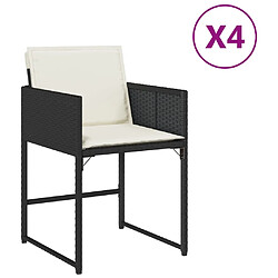 vidaXL Chaises de jardin lot de 4 avec coussins noir résine tressée