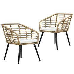 vidaXL Chaises de jardin lot de 2 avec coussins Résine tressée Chêne