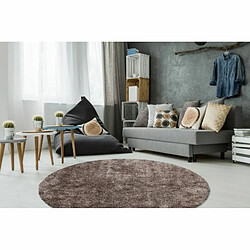 Paris Prix Tapis Shaggy Rond Fait Main Diamond Taupe 160 cm