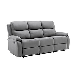 Mes Ensemble 2 canapés + fauteuil relax manuel en PU gris clair - ZOLARA